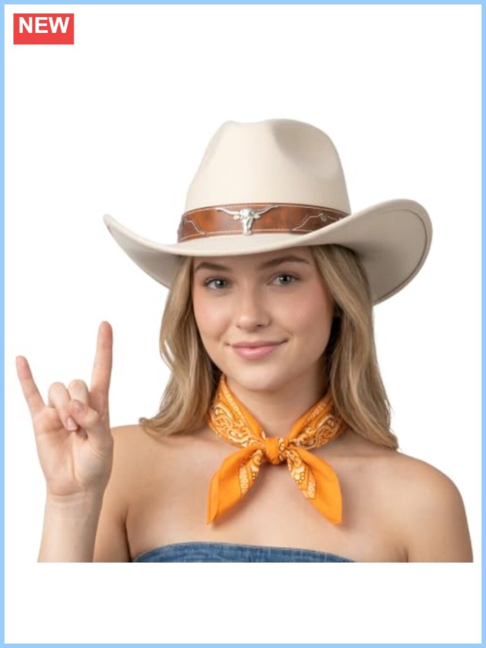 Cowboy Hat Western Longhorn Bandana Set Game Day One Size